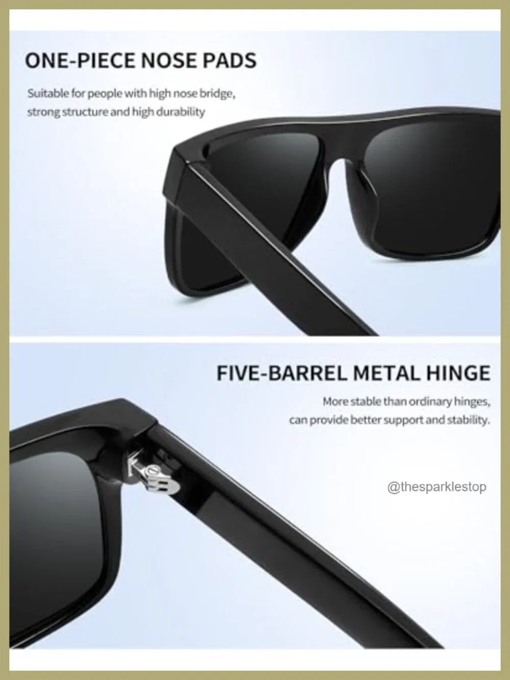 Flat Top Square Polarized Sunglasses UV400 Protection Acetate Men Women